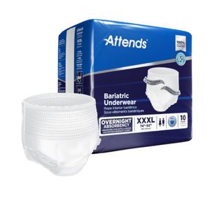 Attends Advanced Briefs with tabs for Adult Incontinence Care with Dry-Lock  Containment Core, Ultimate Absorbency, Unisex, Medium, Bag of 24