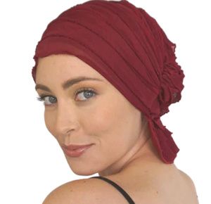 Chemo Beanies Jewel Merlot Wine Ruffle