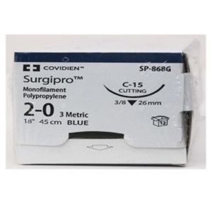 Medtronic Surgipro II Reverse Cutting Monofilament Polypropylene Sutures with C-15 Needle