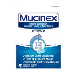 Mucinex Guaifenesin Cold and Cough Relief Tablets