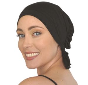 Chemo Beanies Margaret Black Soft Jersey Knit
