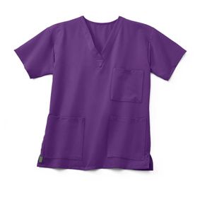 Medline Madison Ave Unisex Stretch Fabric Scrub Top with 3 Pockets - Regal Purple