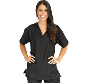 Medline PerforMAX Ladies V-Neck Tunic Scrub Tops - Black