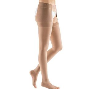 Medi USA Mediven Plus Thigh High Compression Stockings w/ Waist Attachment Right Leg Open Toe