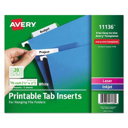 Buy Avery Tabs Inserts For Hanging File Folders