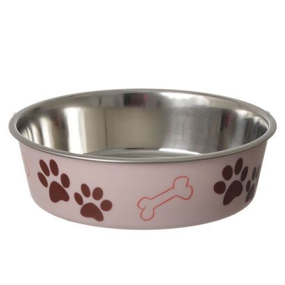 Buy Loving Pets Stainless Steel & Light Pink Dish with Rubber Base