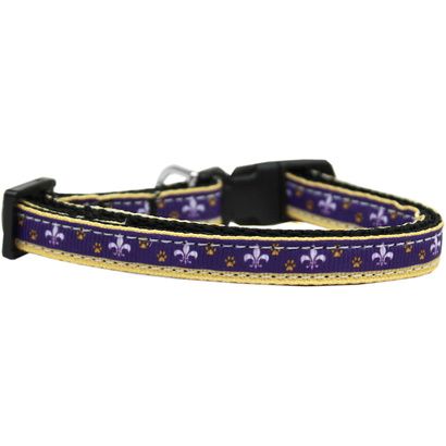 Buy Mirage Purple And Yellow Fleur de Lis Nylon Ribbon Dog Collar