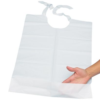 Buy Disposable Plastic Bibs With Perforated Tie Backs And Handy Pocket