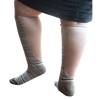 Buy Xpandasox Plus Size/Wide Calf Cotton Blend Diamond Stripe Knee High Compression Socks