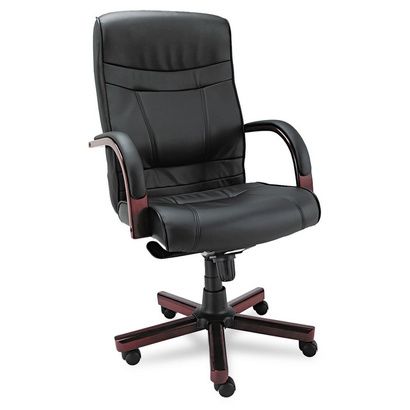 Buy Alera Madaris Series High-Back Knee Tilt Leather Chair with Wood Trim