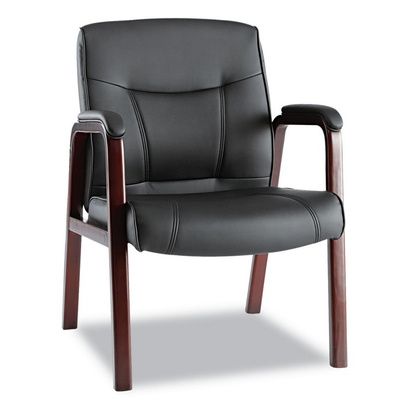 Buy Alera Madaris Series Leather Guest Chair with Wood Trim Legs