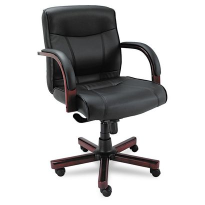 Buy Alera Madaris Series Mid-Back Knee Tilt Leather Chair with Wood Trim