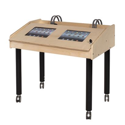 Buy Childrens Factory Angeles 2-Station Double Wide Ipad Air Technology Table With Adjustable Legs