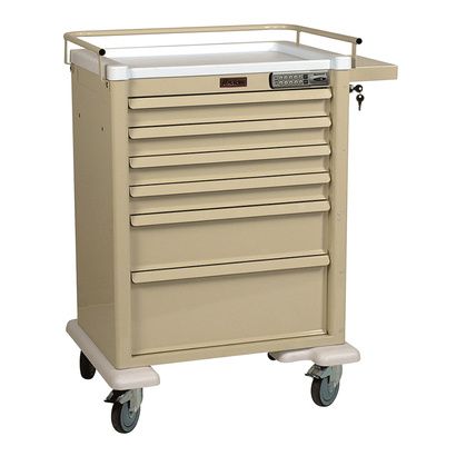 Buy Harloff Aluminum Universal Line Tall 6 Drawer Anesthesia Cart With Basic Electronic Pushbutton Lock