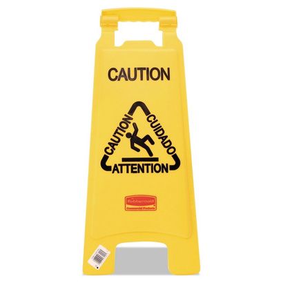 Buy Rubbermaid Commercial Multilingual "Caution" Floor Sign
