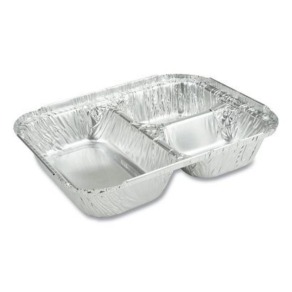 Buy Durable Packaging 3 Compartment Oblong Aluminum Foil Container with Board Lid