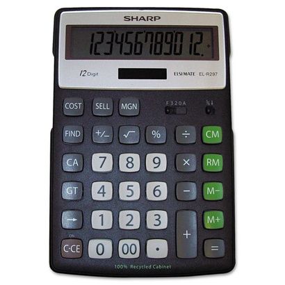 Buy Sharp EL-R297BBK Recycled Series Semi-Desk Display Calculator with Kickstand