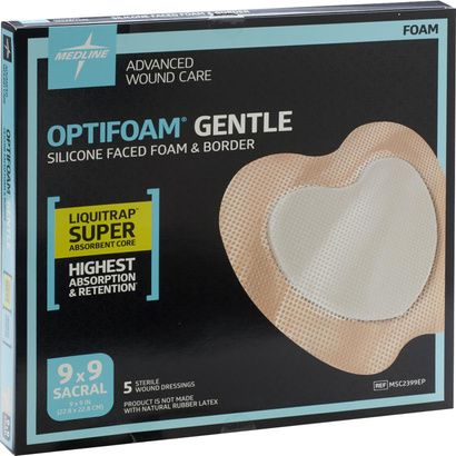 Buy Medline Optifoam Gentle Sacrum Silicone Faced Foam and Border Dressing with Liquitrap Core