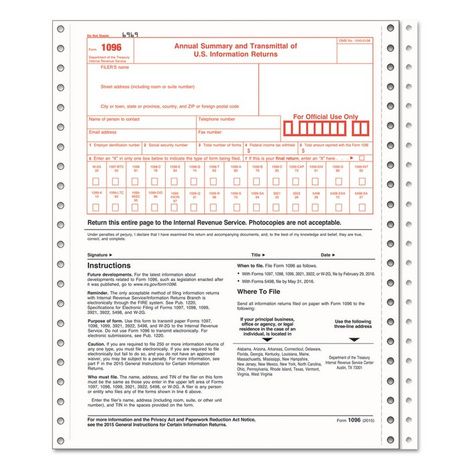 TOPS 1096 Tax Form