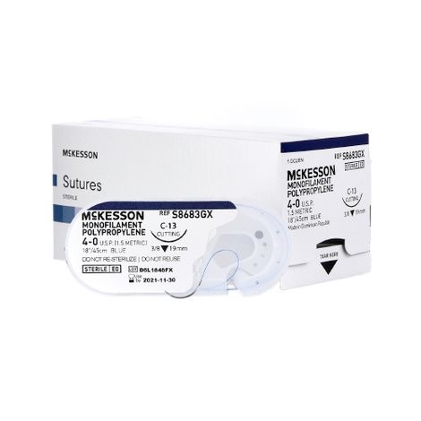 McKesson Suture with ,Size 4 - 0, 18 Braided Polyglycolic Undyed Suture, Absorbable uncoated, Circle Reverse Cutting ,12/Pack,SJ494GX