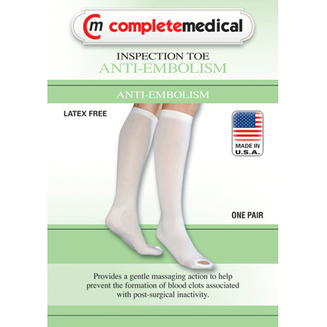 Complete Medical Below Knee 15-20 mmHg Anti-Embolism Stockings With Inspection Toe