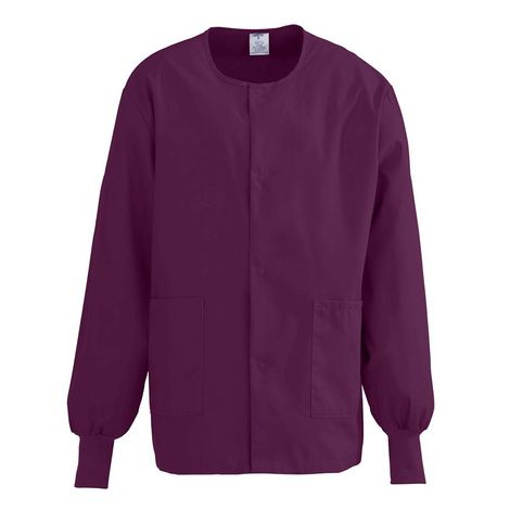 Medline ComfortEase Unisex Crew Neck Warm-Up Jacket - Wine