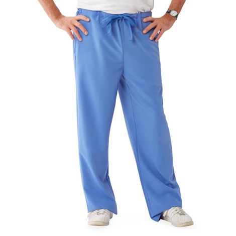 Medline Newport Ave Unisex Stretch Fabric Scrub Pants with Drawstring - Ceil Blue