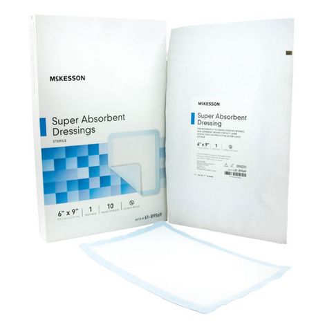 McKesson Super Absorbent Polymer Dressing,4 x 5 (10.1 cm x 12.7 cm),Each,61-89545