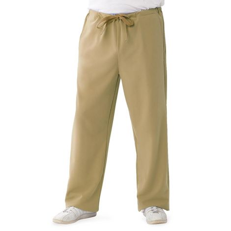 Medline Newport Ave Unisex Stretch Fabric Scrub Pants with Drawstring - Khaki