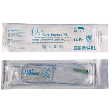 Buy Cure Extra Long Male Pocket Catheter With Lubricant - 25 Inches - 14FR - Straight Tip