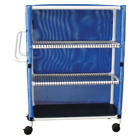 MJM International Three Shelf Jumbo Linen Cart with Open Area Shelf System