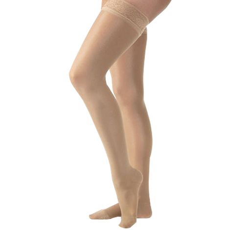 BSN Jobst Ultrasheer Thigh-High 30-40mmHg Extra Firm Stockings With Lace Silicone Border in Petite