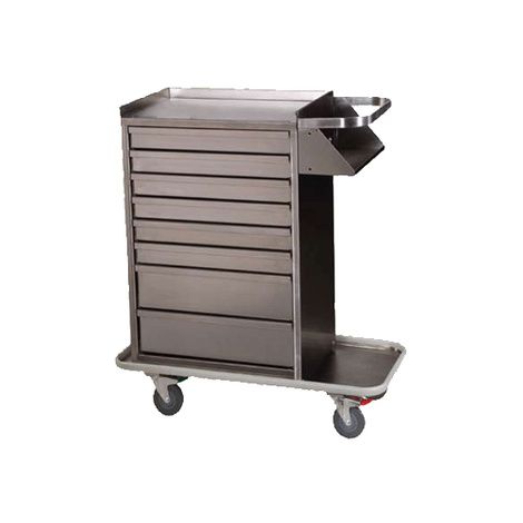 Harloff Stainless Steel Eight Drawer Cast Cart