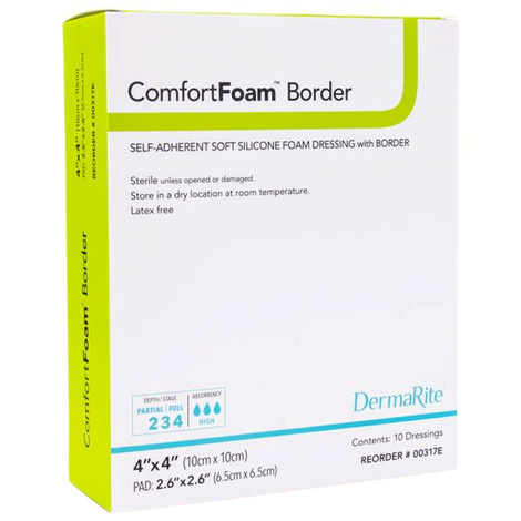DermaRite ComfortFoam Self-Adherent Soft Silicone Foam Dressing with Border