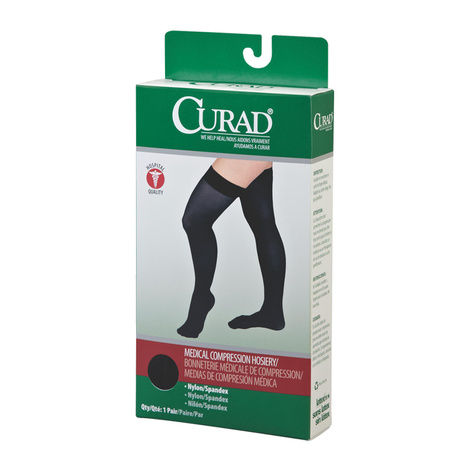 Medline Curad Hospital-Quality Closed Toe Thigh High 20-30mmHg Medical Compression Stockings