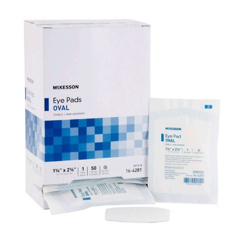 McKesson Sterile Oval Eye Pads,2-1/8 x 2-5/8 (5.4 cm x 6.7 cm),50/Pack, 12Pk/Case,16-4282