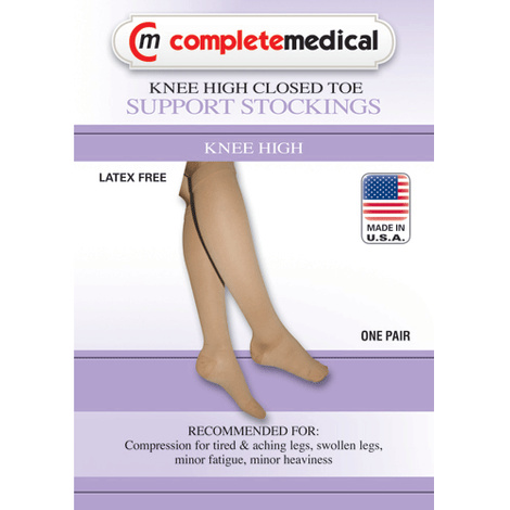 Complete Medical Extra Firm Below Knee Closed Toe 30-40 mmHg Compression Stockings
