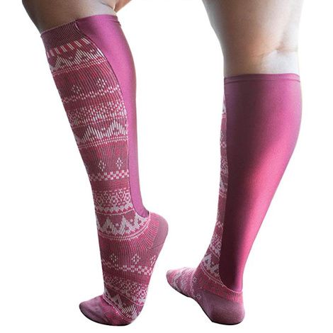 Xpandasox Plus Size/Wide Calf Aztec Stripe Knee High Compression Socks