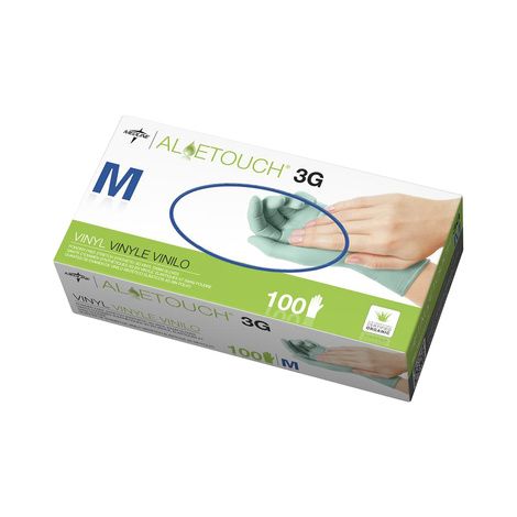 Medline Aloetouch 3G Powder-Free Vinyl Synthetic Exam Gloves,Small,100/Pack,MDS195174H