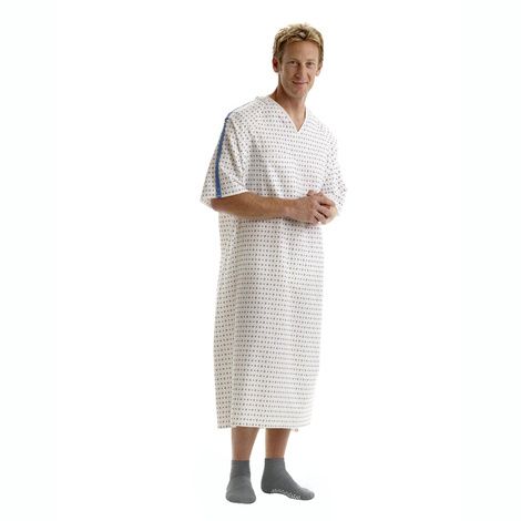 Medline Blue Collection IV Gowns,Regular, Mirage Print,12/Pack, 6Pk/Case,MDTSG5PTSMIR