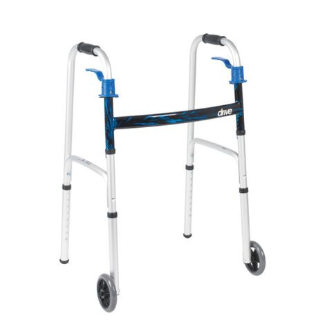 Drive Deluxe Trigger Release Folding Walker with 5 Inch Wheels