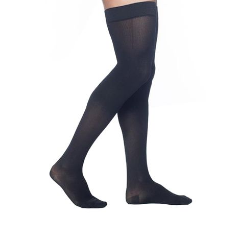 FLA Activa Sheer Therapy Closed Toe Thigh High 15-20mmHg Black Compression Stockings