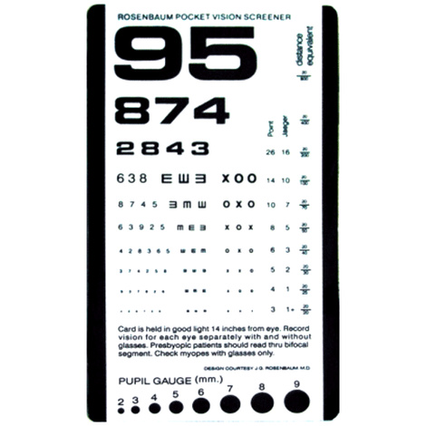 Graham-Field Rosenbaum Pocket Vision Screener Card Eye Chart