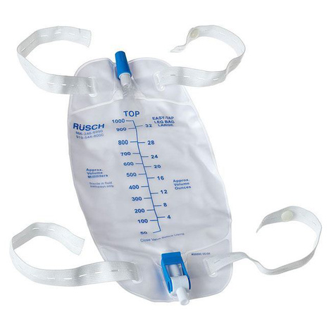 Rusch EasyTap Leg Bag With Flip Drain Valve And Strap