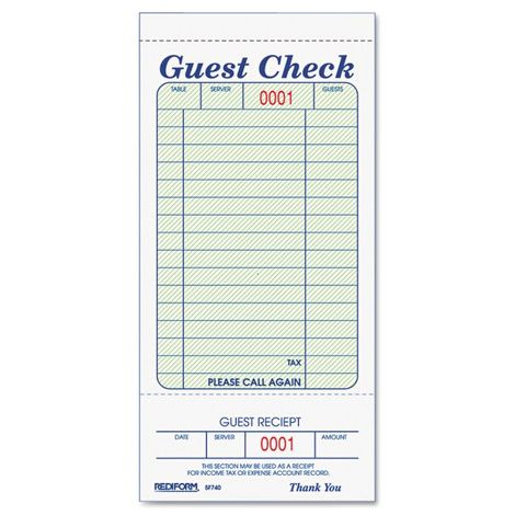 Rediform Guest Check Book