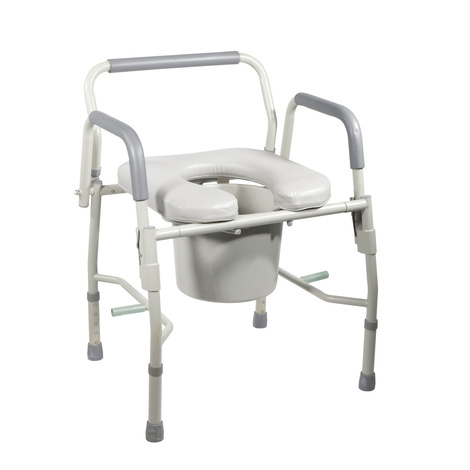 Drive Knock Down Deluxe Steel Drop Arm Commode with Padded Seat
