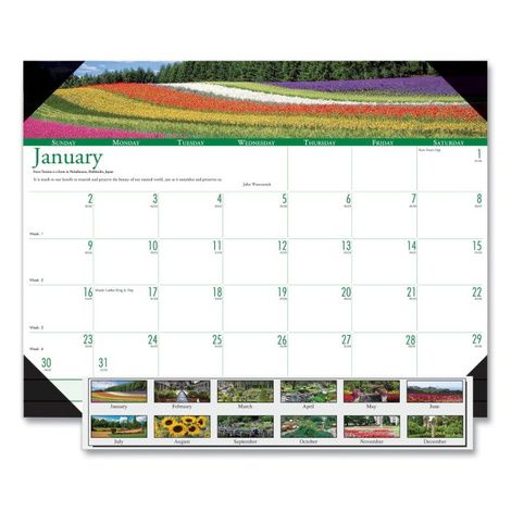 House of Doolittle Earthscapes 100% Recycled Gardens of the World Monthly Desk Pad Calendar