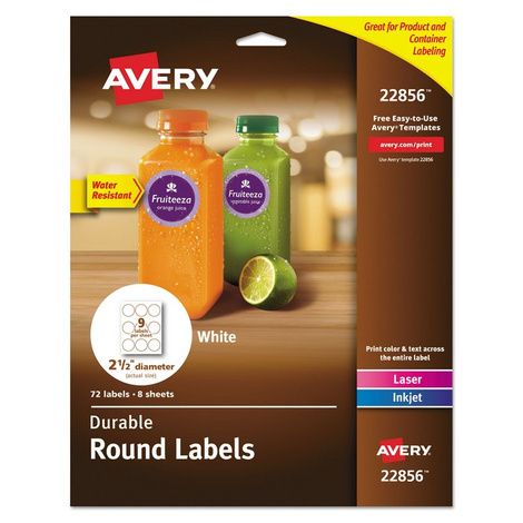 Avery Durable White Round ID Labels with Sure Feed Technology