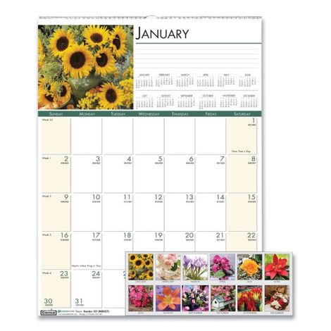 House of Doolittle Earthscapes 100% Recycled Floral Monthly Wall Calendar