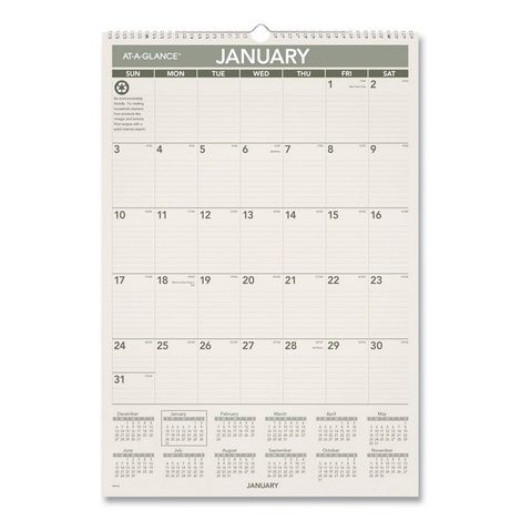 AT-A-GLANCE Recycled Wall Calendar